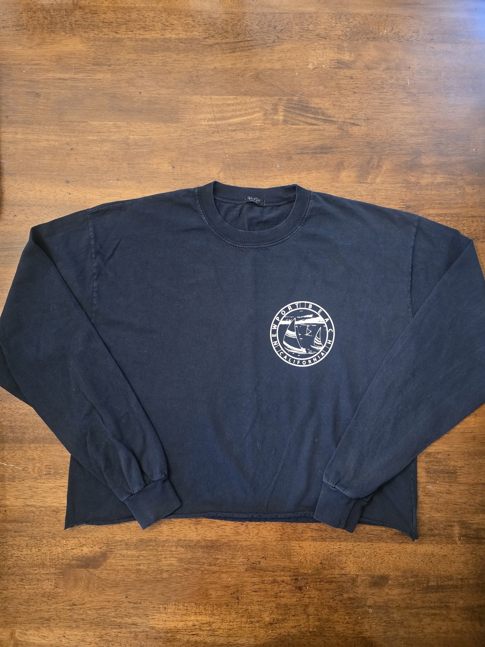 Brandy Melville Navy Blue Long-Sleeve Tee Newport Beach California Graphic